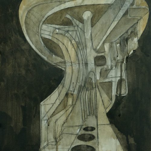 Dwelling 1. 2021 (32 x 42cm) Ink and charcoal drawing on paper