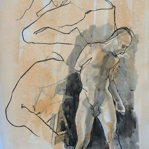 Dominic times Three May 2019. Ink and charcoal on tinted paper. £300