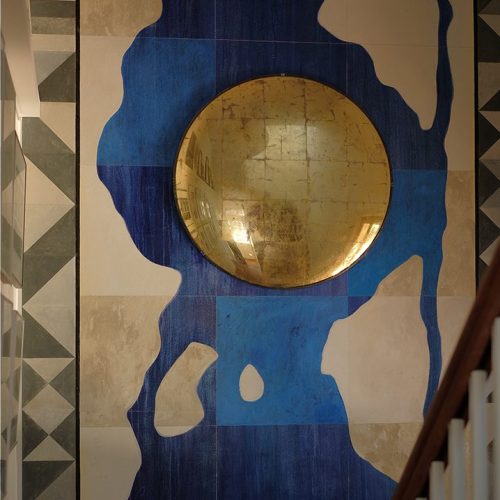 gold convex with painted tiles 2018